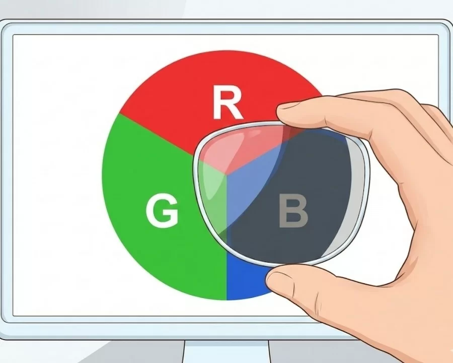 7+ Cách nhận biết kính chống ánh sáng xanh chính hãng từ A-Z (6) Hãy xem biểu đồ kiểm tra vòng tròn RGB để phân biệt tròng kính chống ánh sáng xanh một cách hiệu quả