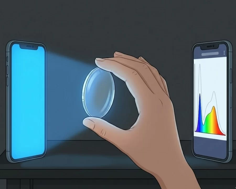 7+ Cách nhận biết kính chống ánh sáng xanh chính hãng từ A-Z (7) Cách nhận biết tròng kính chống ánh sáng qua ứng dụng điện thoại