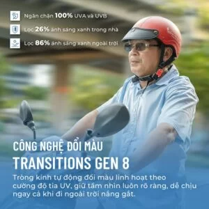 (Đa tròng đổi màu) Essilor Essentials Active Plus - Transitions Signature Gen 8, Sun X - Dành cho người hay di chuyển (3) Khi đa tròng Essilor kết hợp cùng Transitions Gen 8
