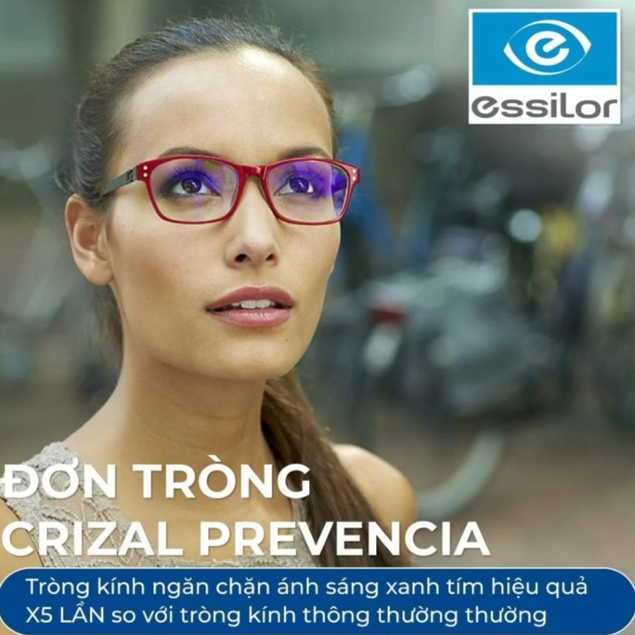 Kính chống ánh sáng xanh 0 độ: Có nên mua, ai phù hợp? (4) Kính chống ánh sáng xanh không độ Essilor Crizal Prevencia