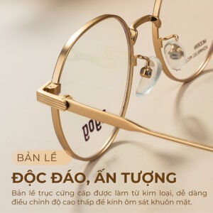 Gọng kính Agog 2616MHDK-C3 sở hữu bản lề trục cứng cáp, dày dặn