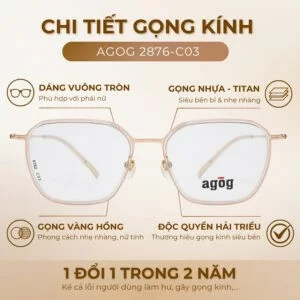 Chi tiết gọng kính Agog 2876-C03 chính hãng 100%