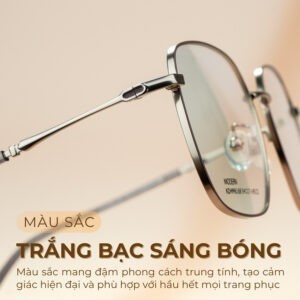 Gọng kính Agog 8616MHDK-C3 sở hữu màu sáng bạc trắng bóng