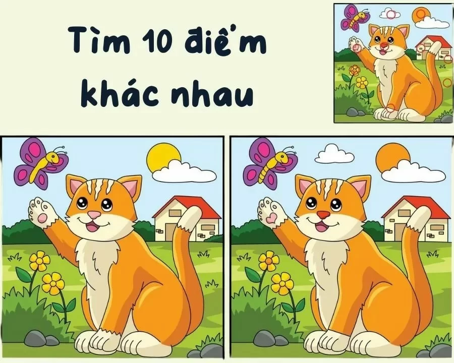 7+ cách kiểm tra độ cận của mắt online bằng điện thoại (3) Câu đố tìm 10 điểm khác nhau giữa 2 hình