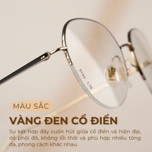 Gọng kính màu vàng đen cổ điển
