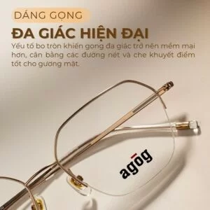 Agog Nữ - Gọng kính Nhựa, Titanium - Mã 1419-C5 (2) Gọng kính Agog 1419-C5 đa giác hiện đại, trẻ trung