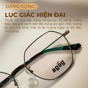 Gọng kính Agog 7616MHDK-C1 lục giác trẻ trung