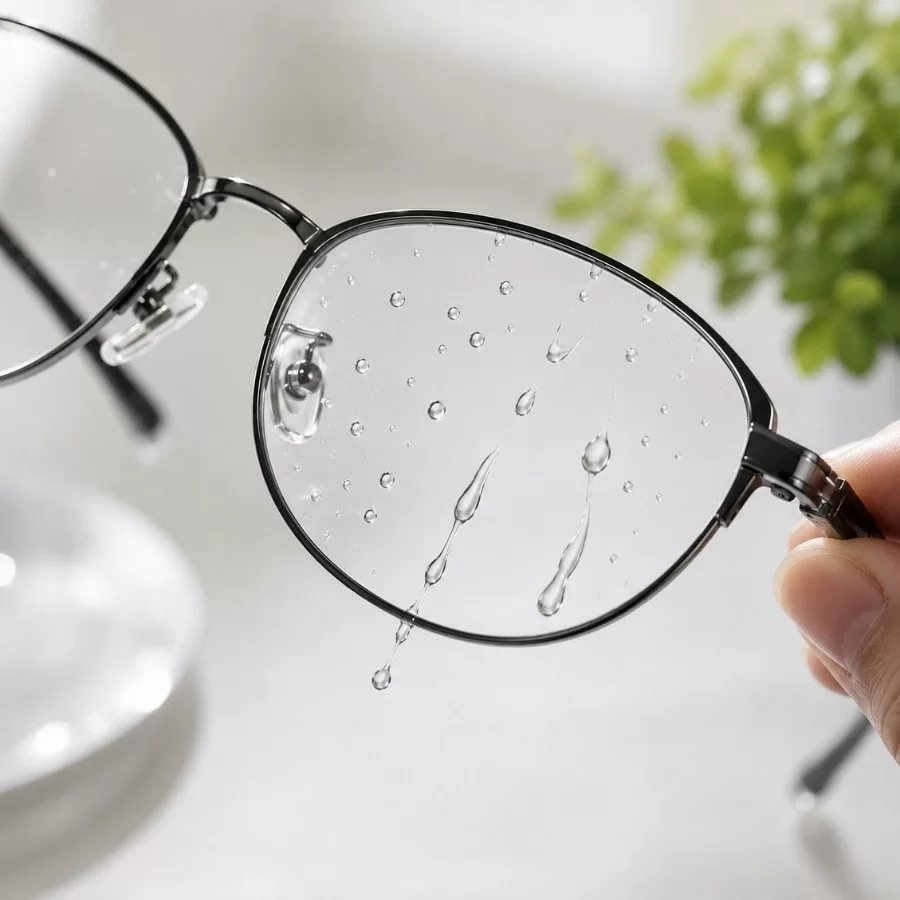 Nước sẽ mau chóng trôi đi trên bề mặt tròng kính chống bám nước