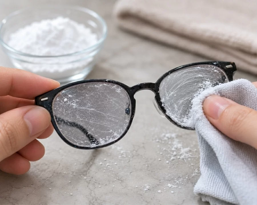 Baking soda làm xước tròng kính