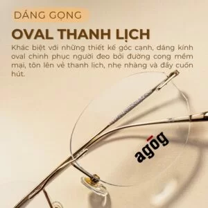 Agog Nữ - Gọng kính Titanium - Mã 7108-C3 (2) Dáng gọng Oval thanh lịch