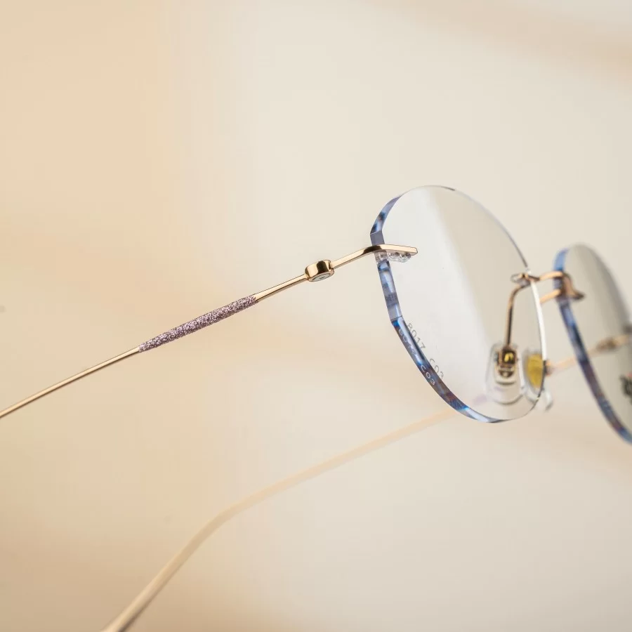 Agog Nữ - Gọng kính Titanium - Mã 7108-C3 (9) Sắc vàng kim óng ả kết hợp lớp nhũ tím lấp lánh