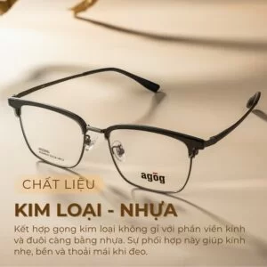Gọng kính Agog 7906ADKK-C2 chất liệu kim loại nhưa siêu bền