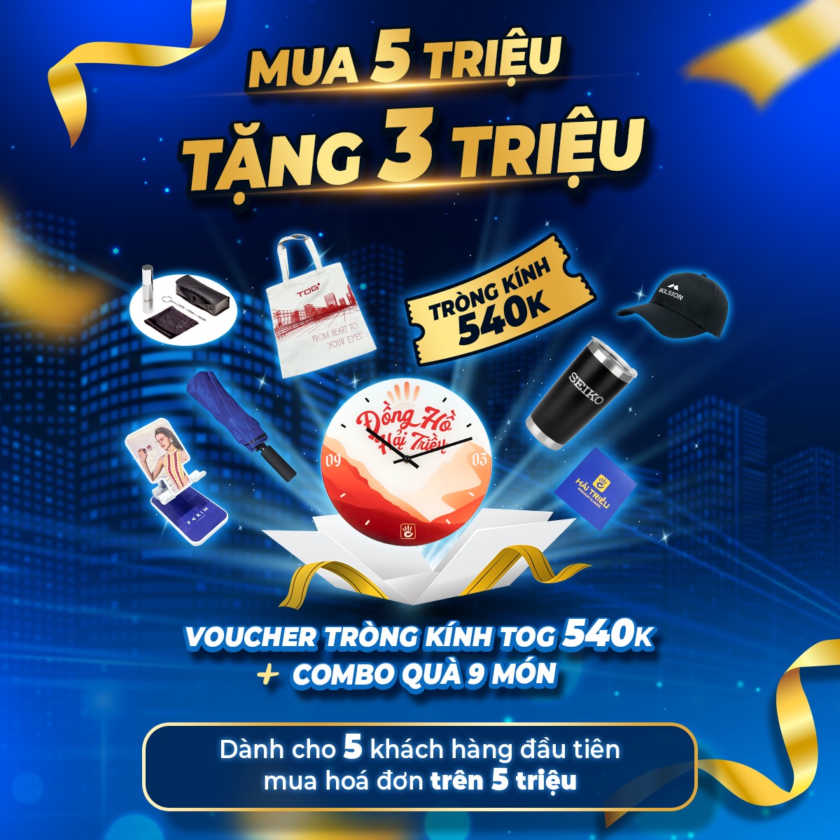 Khai trương cửa hàng Kính Hải Triều Nguyễn Thị Thập: Mua 1 tặng 1 (5) Mua 5 triệu tặng 3 triệu mừng khai trương Kính Hải Triều Nguyễn Thị Thập