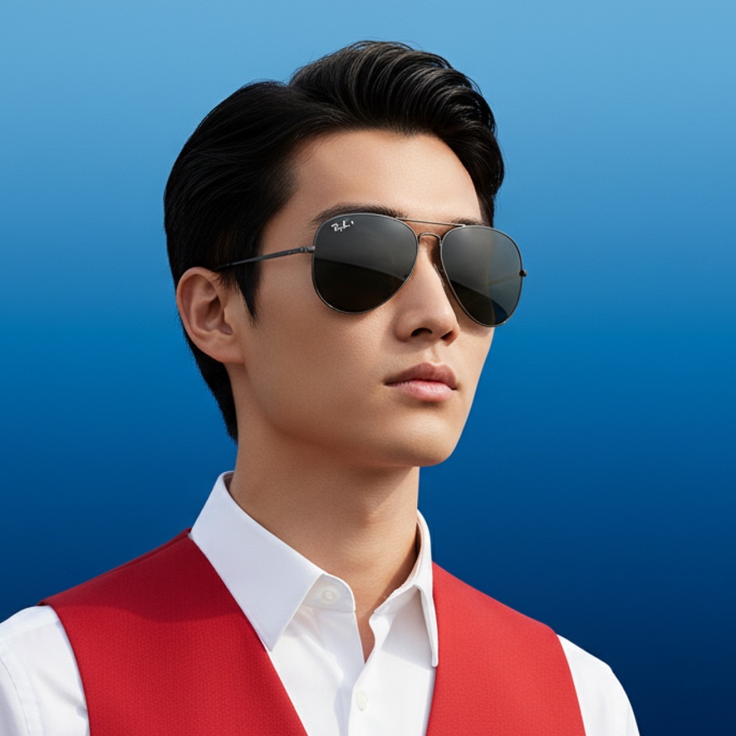 Kính RayBan Titanium Aviator đặc trưng với thiết kế tròng kính giọt lệ