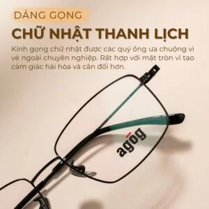 Dáng gọng kính Agog 8726TiSJDK-C1 chữ nhật nam tính