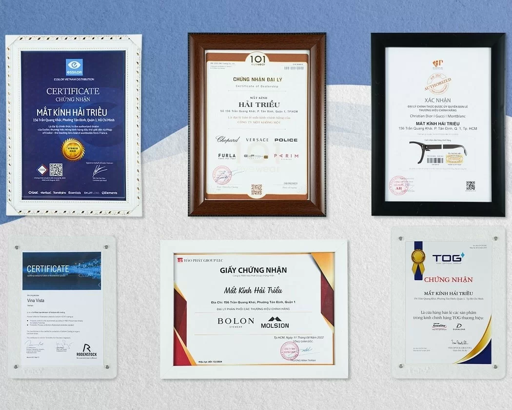 Giấy chứng nhận đại lý chính hãng ủy quyền của Kính hải Triều 