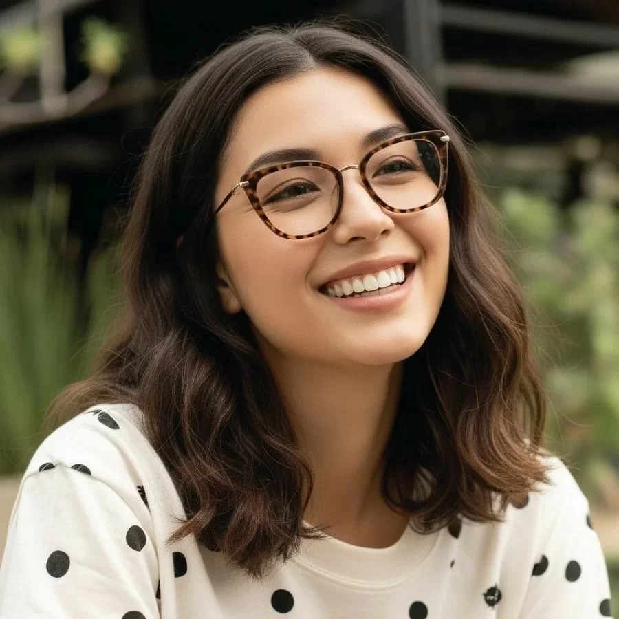 Gọng đồi mồi là sự kết hợp hoàn hảo với người có màu tóc nâu