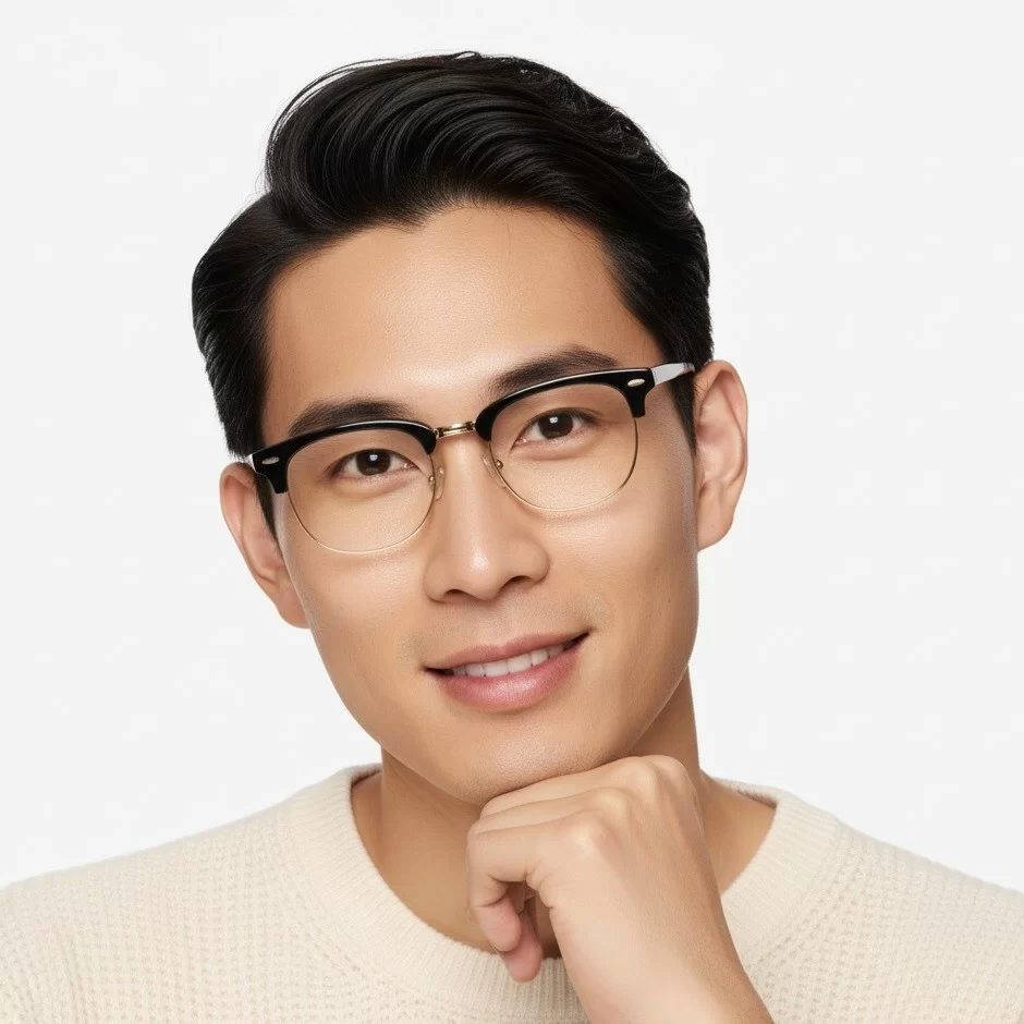 Gọng kính Browline giúp tập trung sự chú ý vào đôi mắt của người đeo