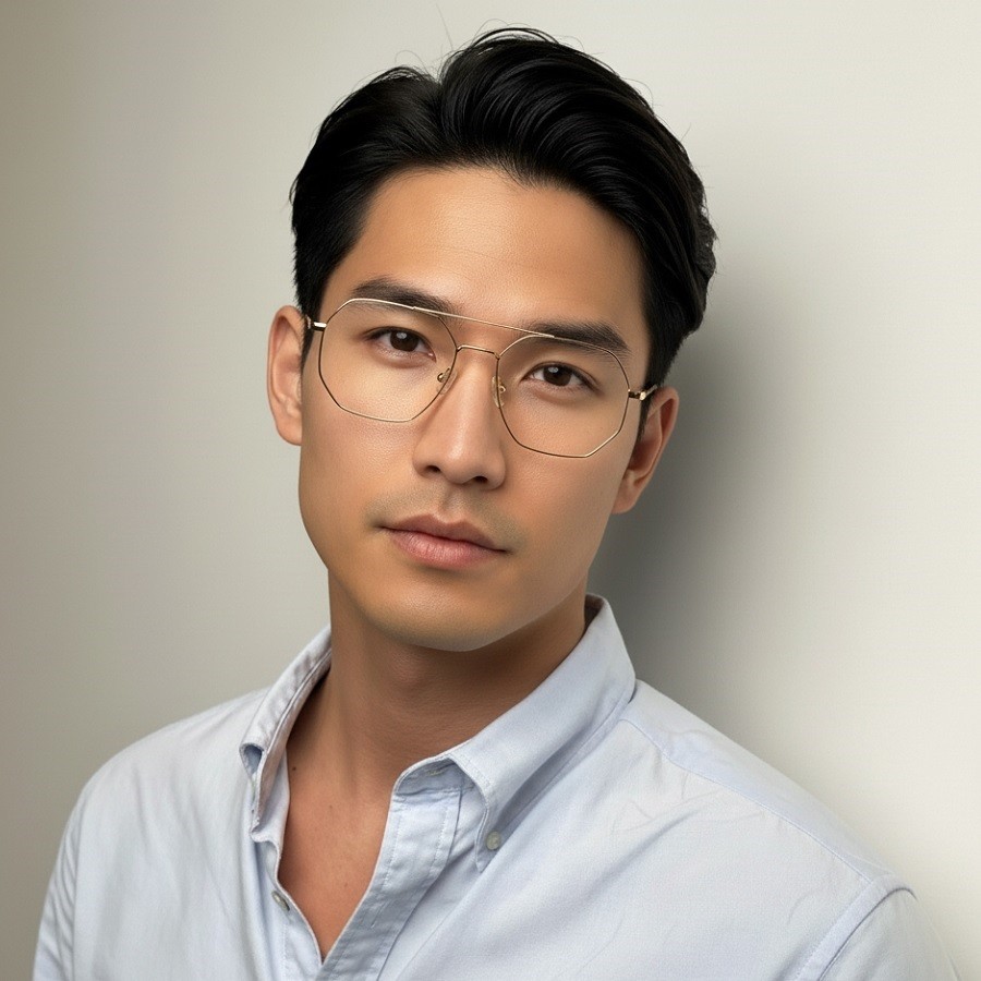 Nên tránh các kiểu gọng kính có quá nhiều góc cạnh