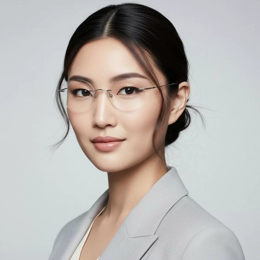 Nữ giới mặt kim cương hoàn toàn phù hợp với các kiểu dáng kính không viền