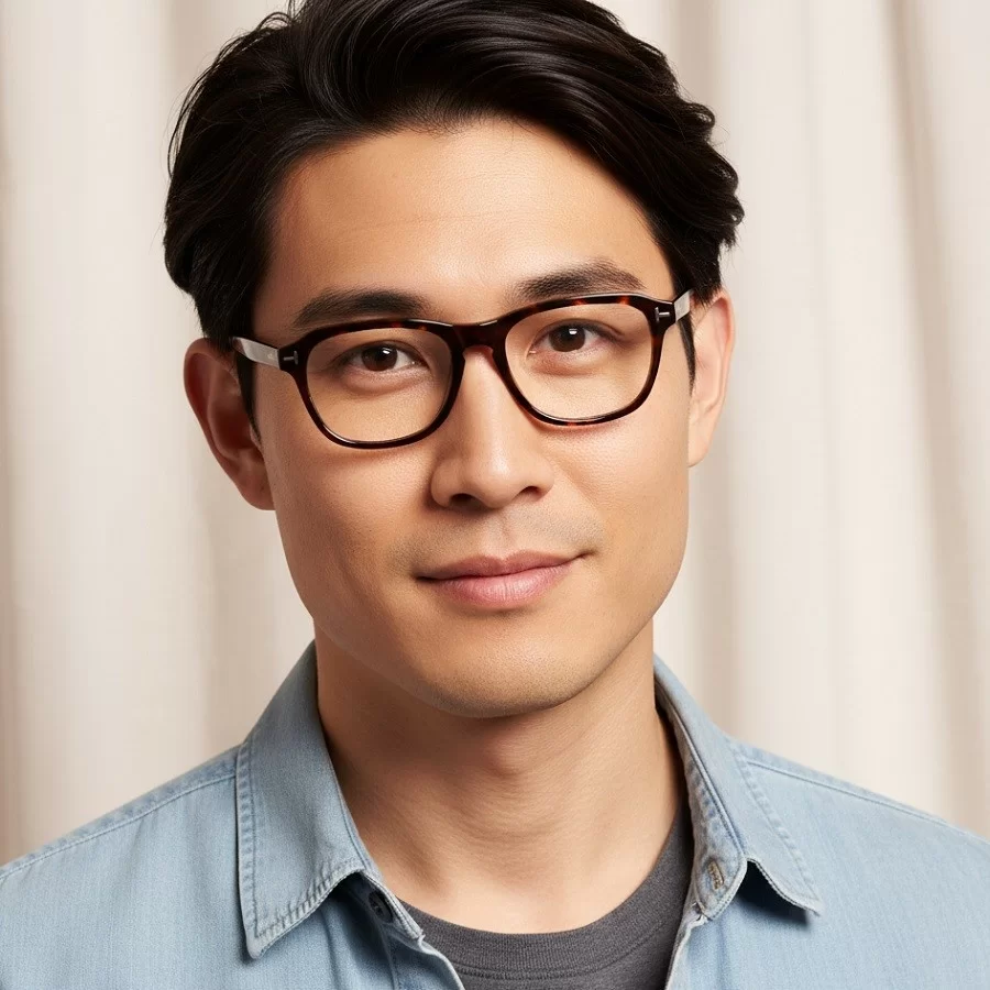 Bí quyết khi chọn kính cho người mặt trái tim: Giảm phần trên, bù phần dưới