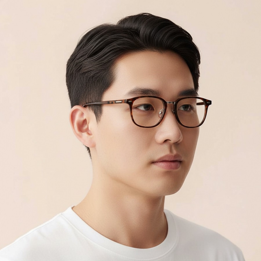 Mặt tròn đeo kính gì? 5 kiểu gọng tôn dáng chuẩn chuyên gia (3) Gọng kính dáng vuông là lựa chọn phù hợp nhất với người mặt tròn