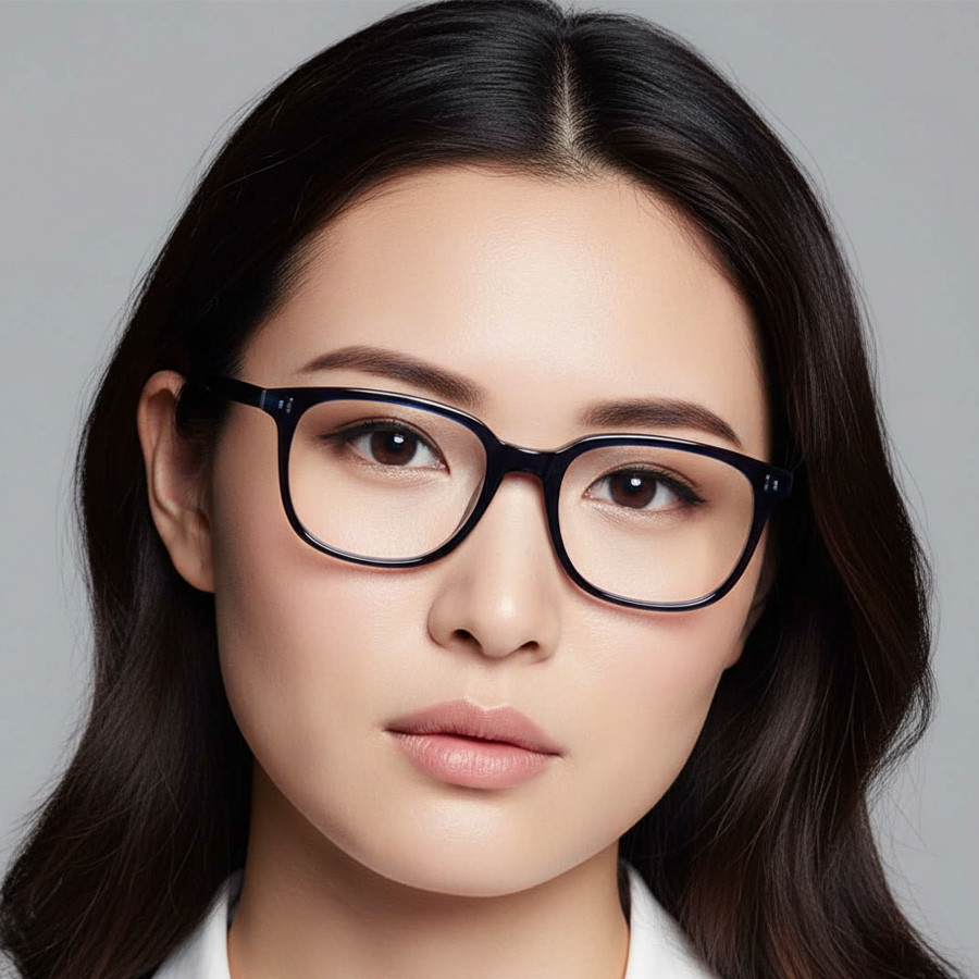 Mặt tròn đeo kính gì? 5 kiểu gọng tôn dáng chuẩn chuyên gia (4) Kính gọng chữ nhật tạo cảm giác khuôn mặt dài ra