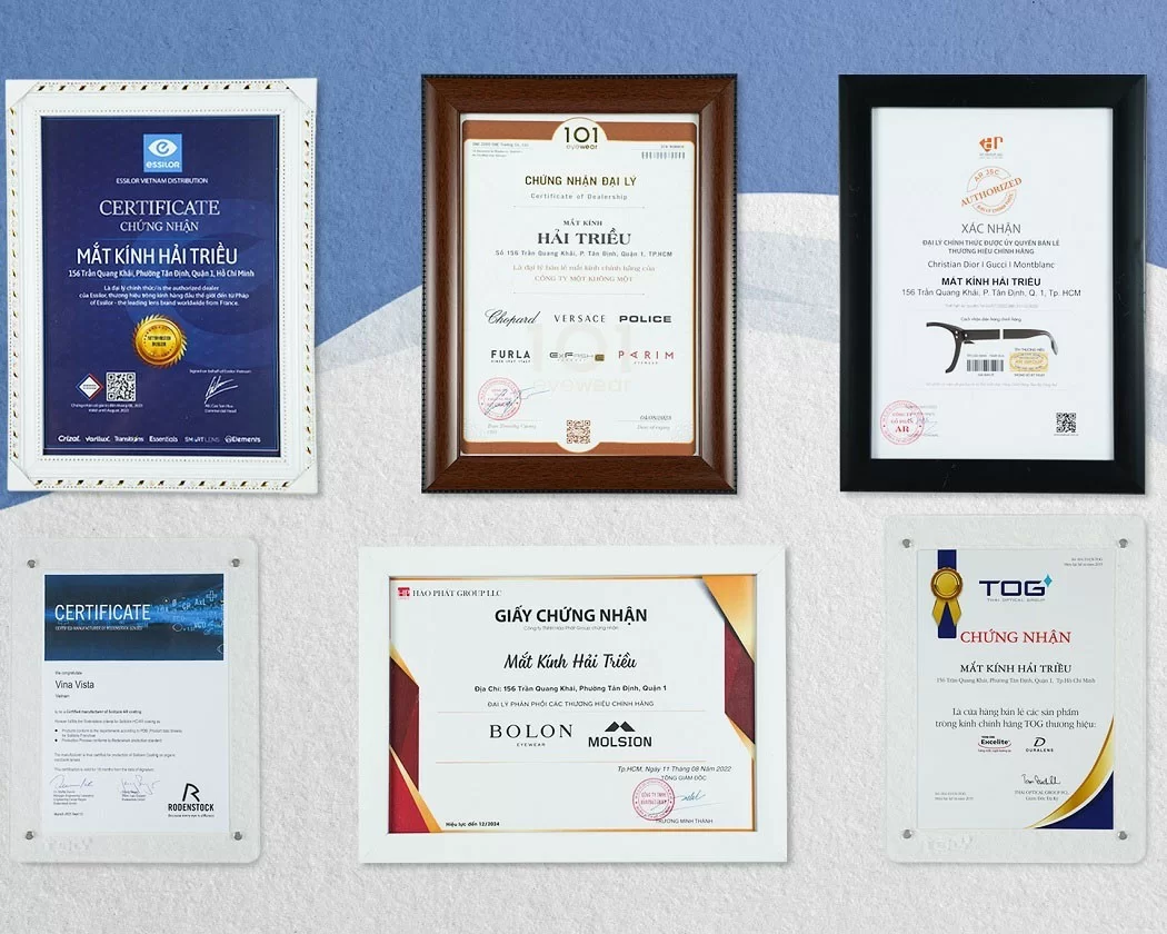Giấy chứng nhận đại lý chính hãng ủy quyền tại Kính Hải Triều
