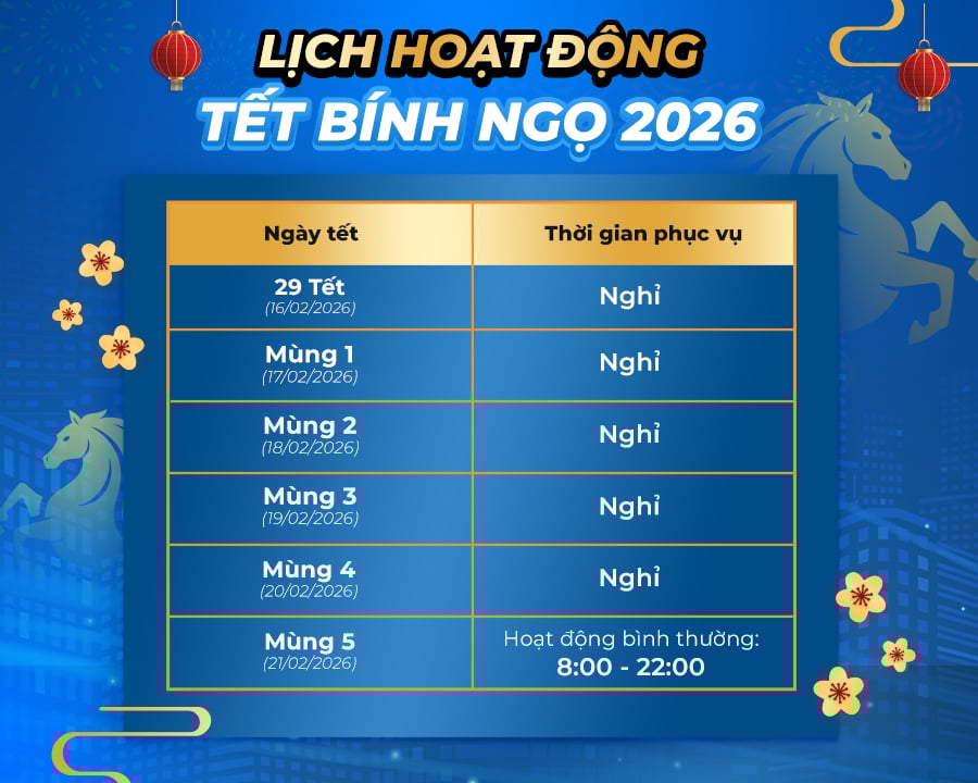 Lịch hoạt động Tết của Kính Hải Triều năm Bính Ngọ 2026