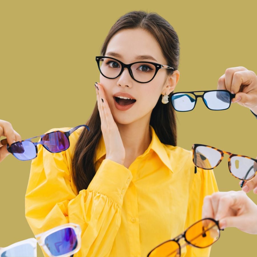 Mẫu nữ cùng với nhiều kiểu kính đẹp mắt