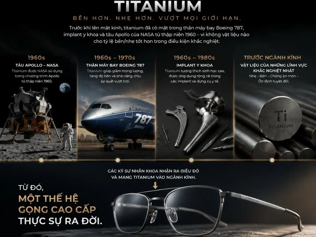 Titanium được NASA sử dụng từ thập niên 1960 trước khi ngành kính phát hiện ra tiềm năng của vật liệu này
