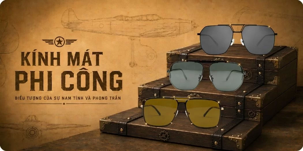 Kính mát phi công hàng hiệu, chính hãng 100%