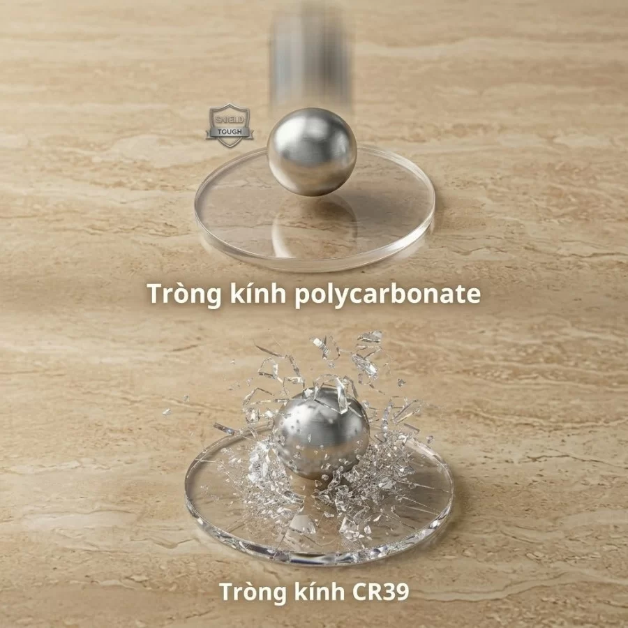 Tròng kính là gì? Chất liệu, phân loại và cách chọn phù hợp (4) Tròng kính làm bằng chất liệu polycarbonate chịu lực tốt hơn chất liệu CR39