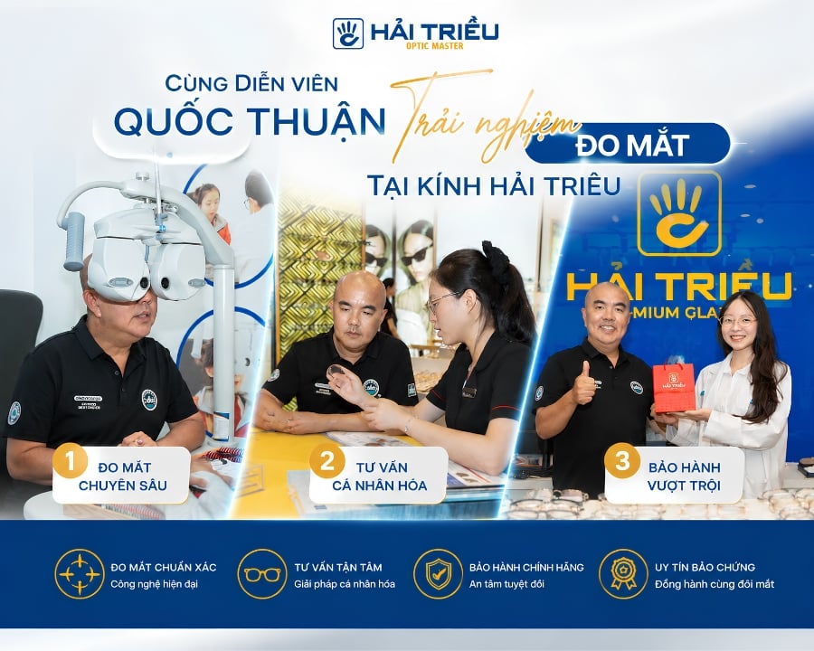 Cùng diễn viên Quốc Thuận trải nghiệm đo mắt tại Kính Hải Triều
