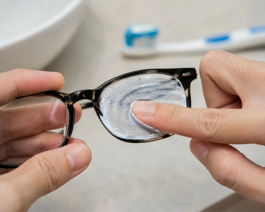 Kem đánh răng có hạt mài nhỏ làm xước tròng kính