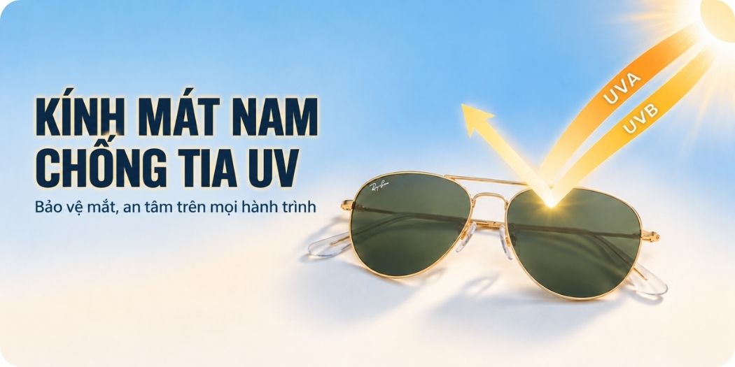 Kính mát nam chống tia UV chính hãng