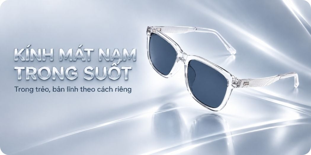Kính mát nam trong suốt chính hãng