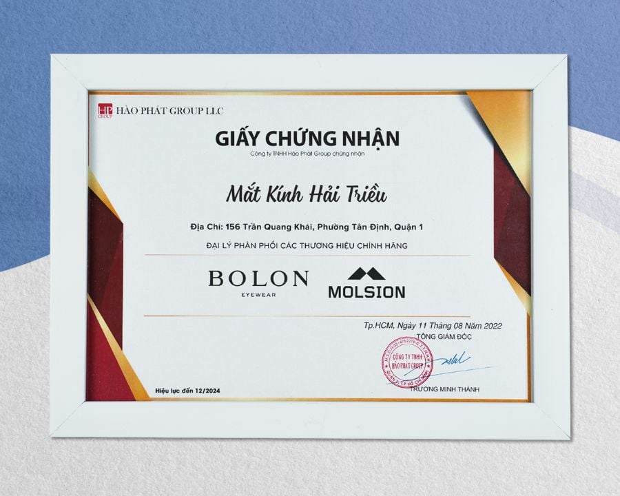 Chứng nhận đại lý chính hãng, thương hiệu Bolon và Molsion